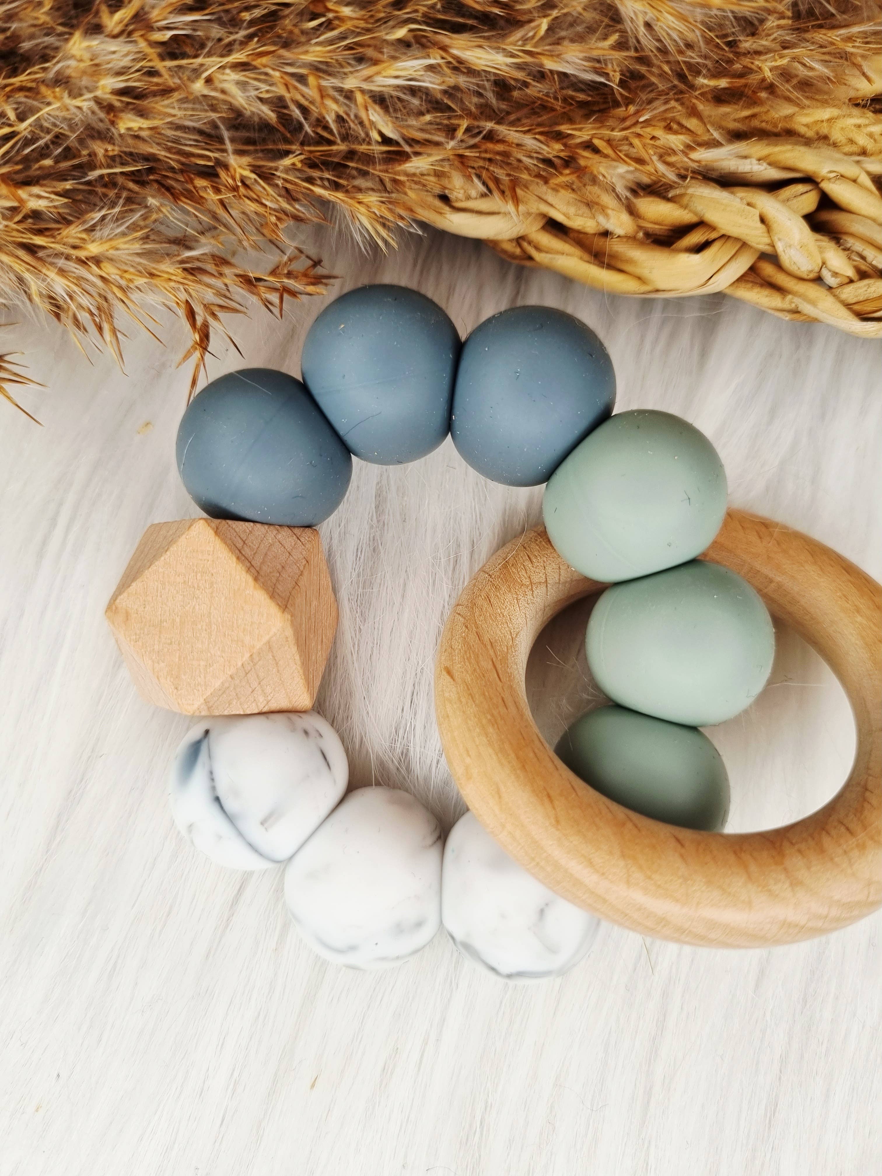 Happy by Lies - Wholesale Teether (Not Clip-On) - Baby - Bijtring Marble, donkergrijs, lichtgrijs