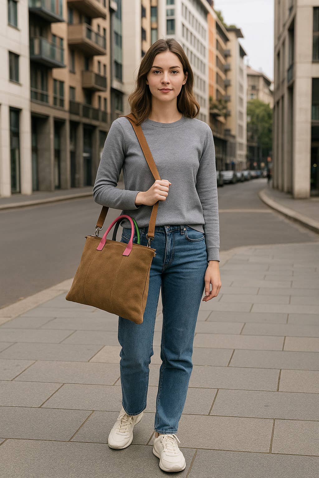 ITALIAN'S LEATHER - Wholesale Tote Bag - Women's - Suede Leather Bags Milano 22081124