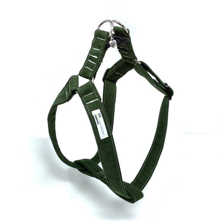 Olive Green Corduroy Dog Harness for wholesale by EcoDogDesigns
