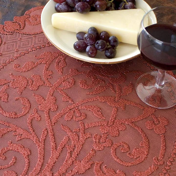 Rondeau 14x33 Paprika Lace Table Runner for wholesale by Heritage Lace
