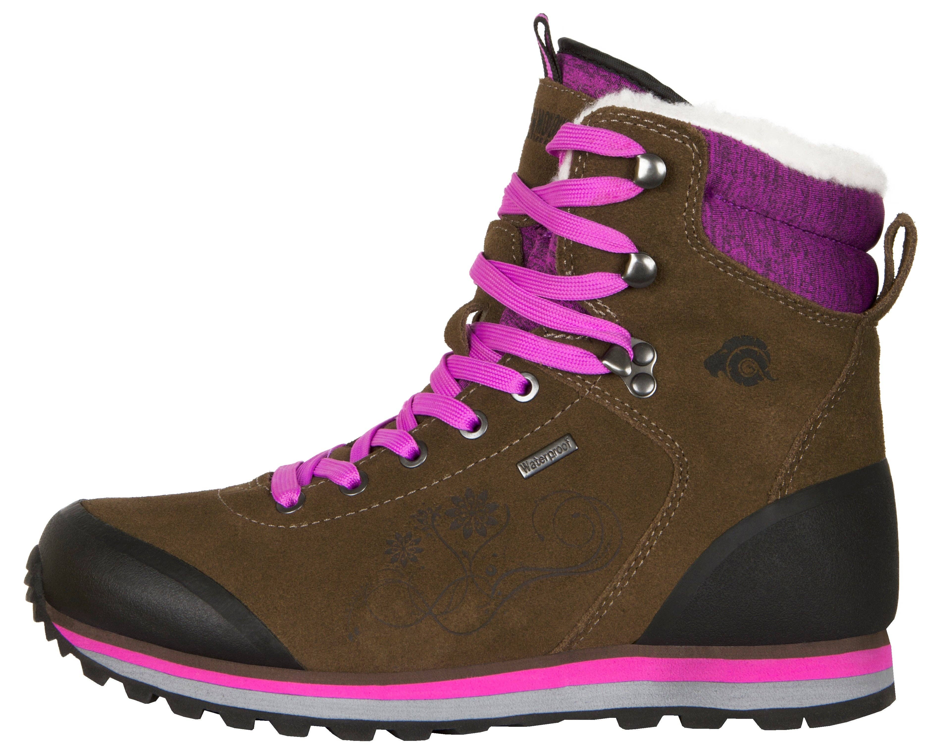 Braun-Lila GUGGEN Mountain HPM59 Stivali da trekking e escursionismo da donna, imbottiti con lana vera, impermeabili - B-Ware in vendita all'ingrosso su Faire