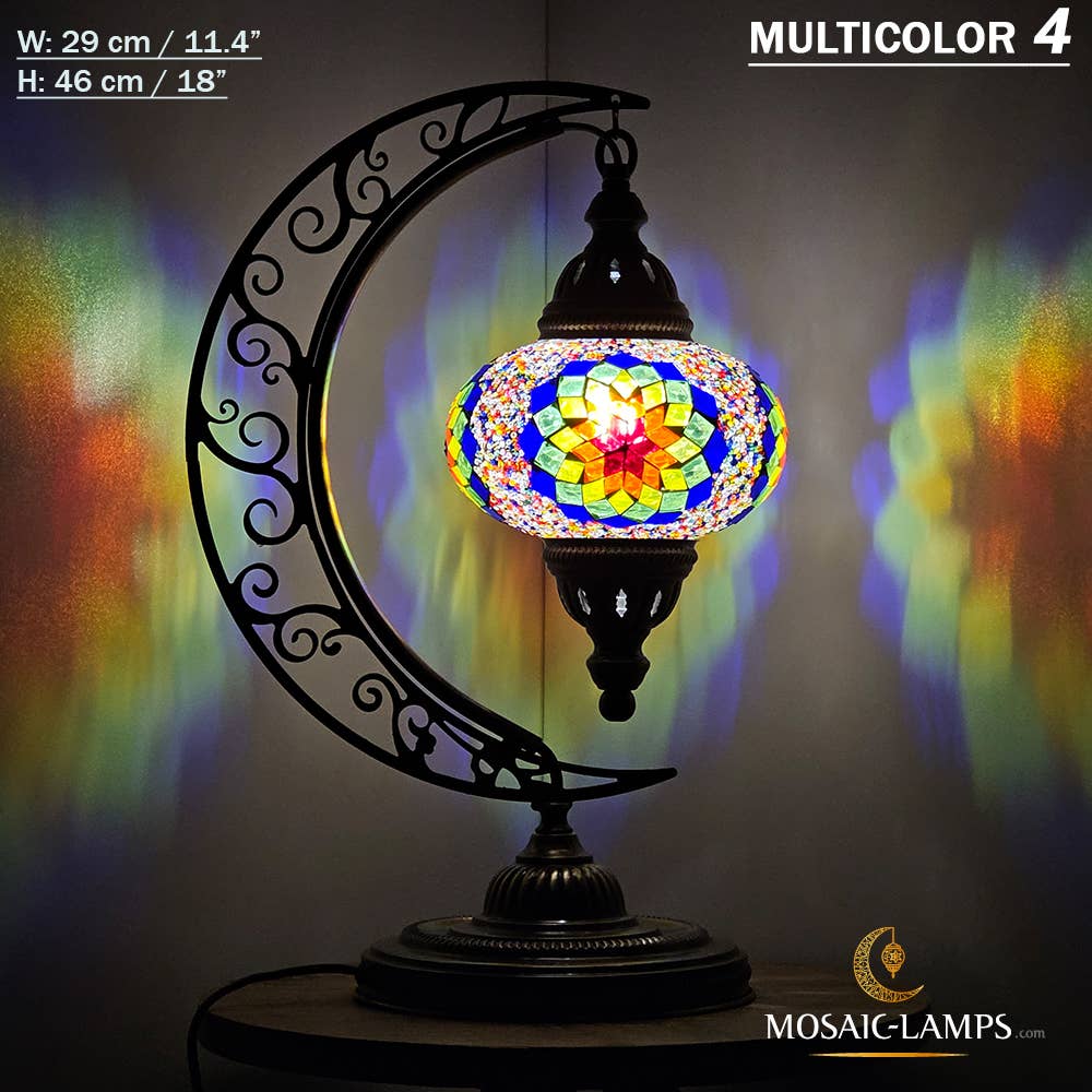 Mosaic Lamps - Wholesale Accent/Desk Lamp - 10+ Colors - Moroccan Moon Table Lamp, Arc, Murano Crescent31