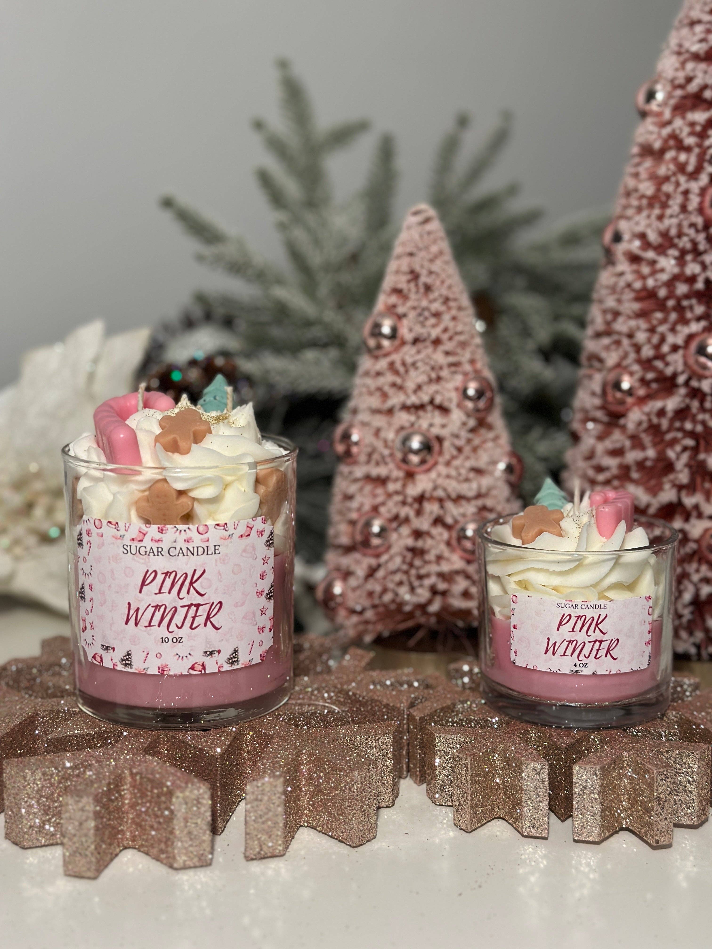 Sugar Candle - Wholesale Jar/Filled Candle - Pink Winter Candle: Soy Wax, Handmade, Gift & Retail Ready4