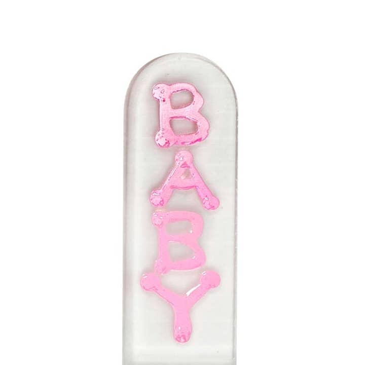 Lime à ongles en verre cristal peinte à la main pour bébé rose, sûre pour bébé pour la vente par Classy Nail Files