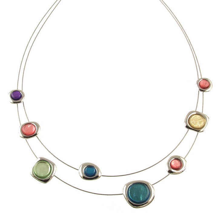 Collier Charme Confetti, 2 Rangées, Résine Multicolore & Coquillage pour la vente par Origin Jewelry