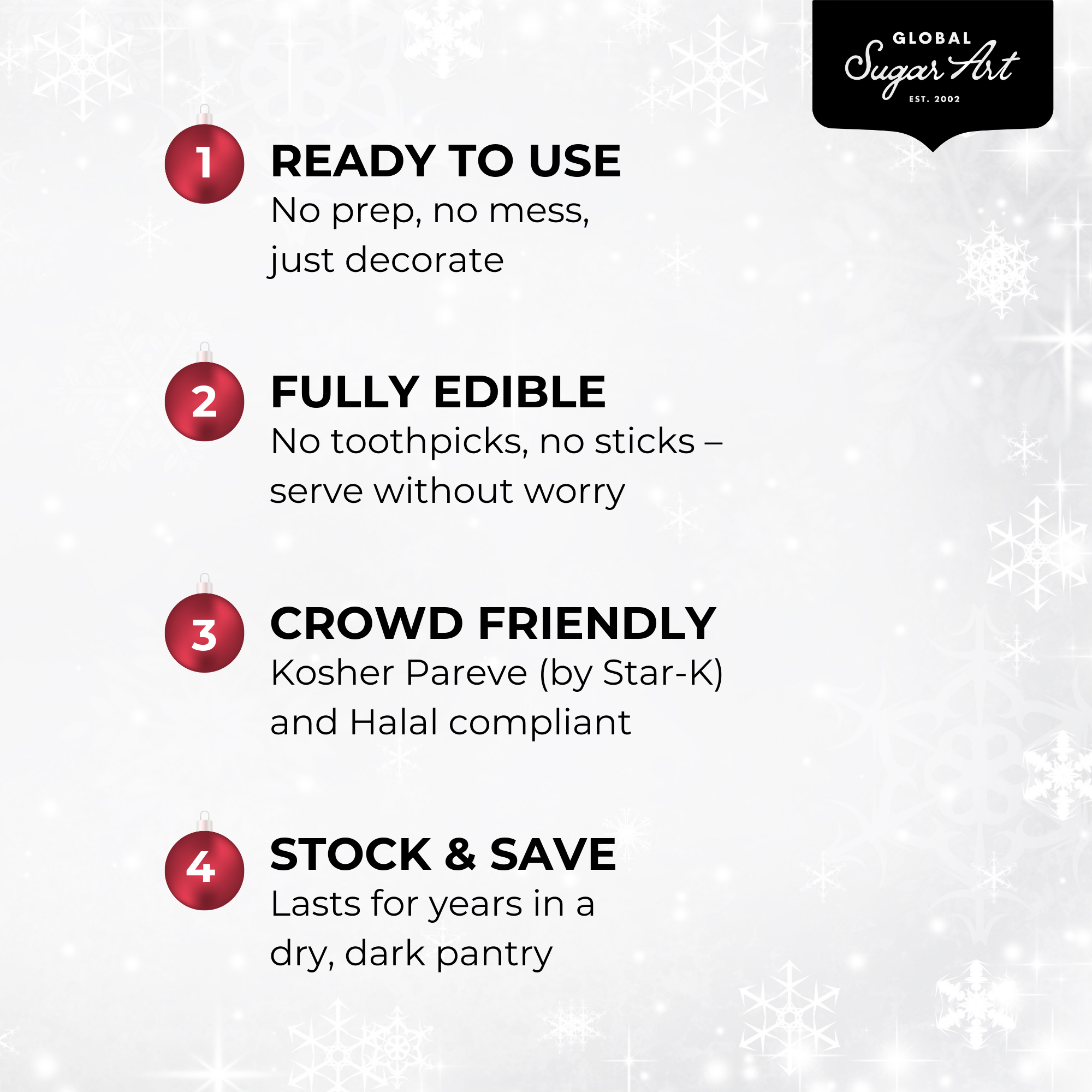 Global Sugar Art – wholesale Cake/cupcake topper – Christmas Cupcake Toppers, Edible Royal Icing Decorations, by Global Sugar Art (Wreath Poinsettia)4