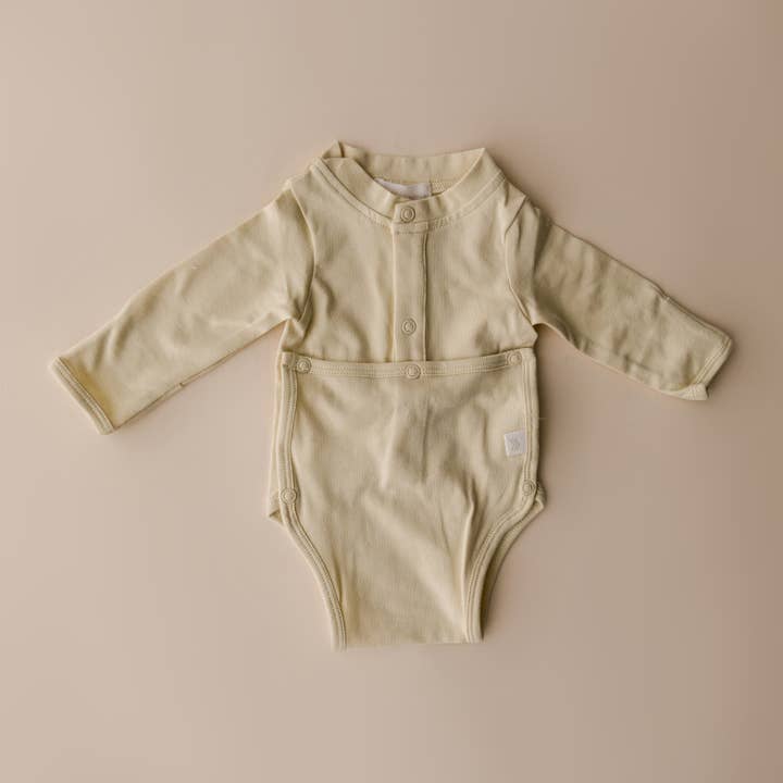 August River Co. - Wholesale Bodysuit (Non-Footed) - Baby - Cotton Front flap Onesie | Buttercream