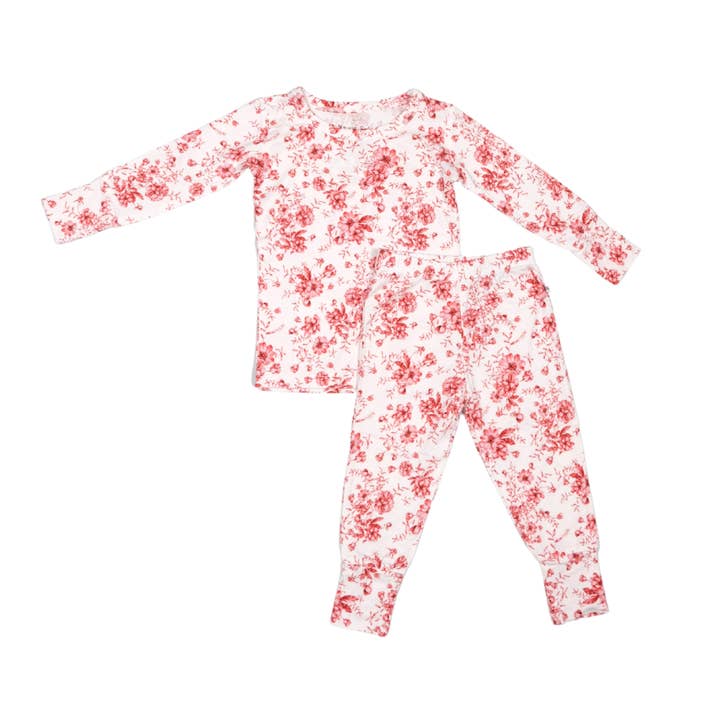Vintage Floral Two-Piece Bamboo Viscose Pajamas for wholesale by Pookie Baby