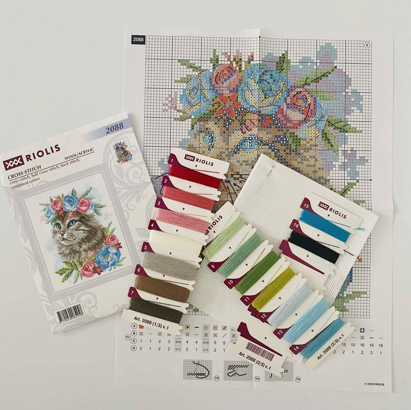 RIOLIS - Wholesale Embroidery/Cross Stitch Supplies - Cross Stitch Kit From Riolis 2088 Cat In Flowers1