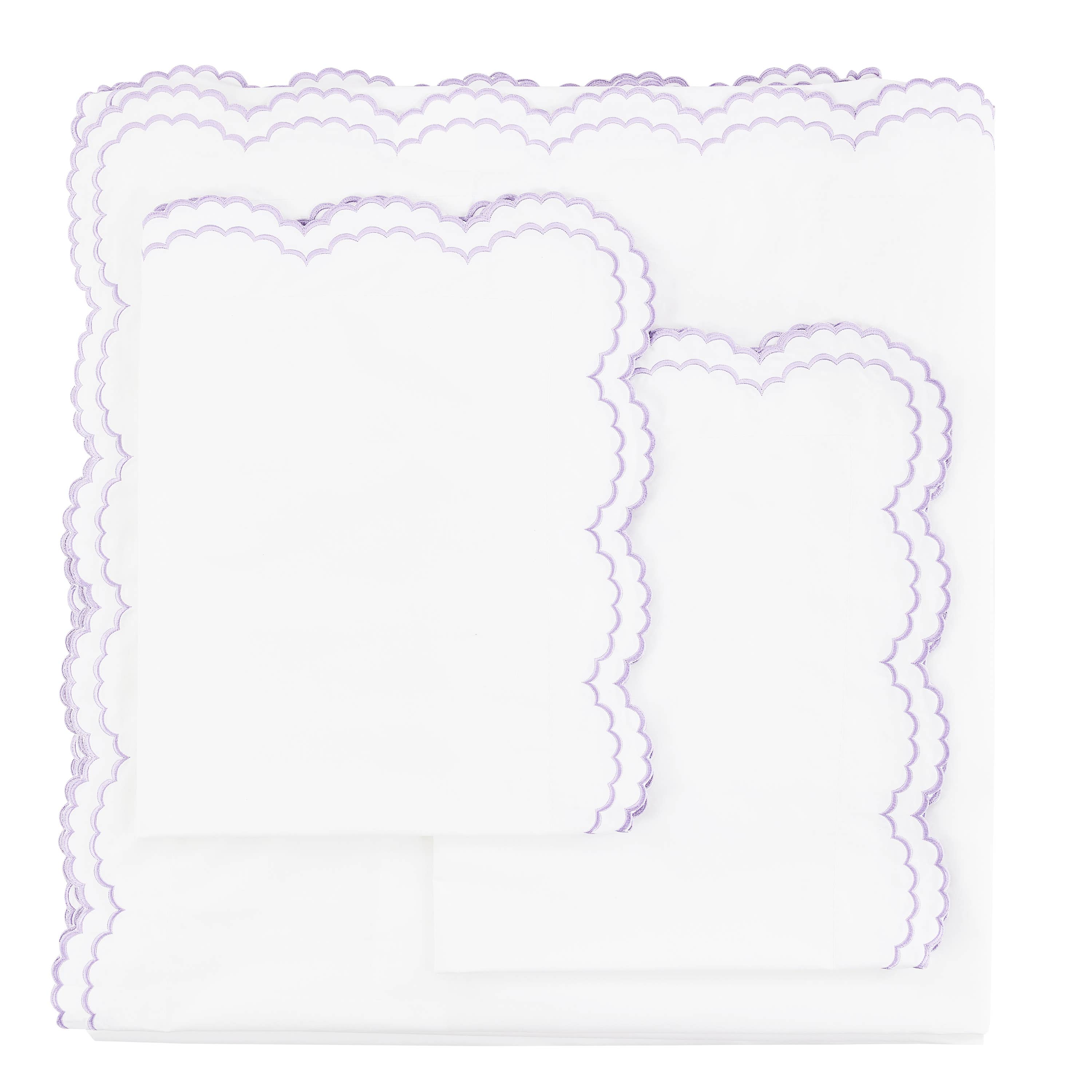 Mélange Home - Vente Housses de couette - Ensemble de housse de couette en percale de coton brodé à double festons10