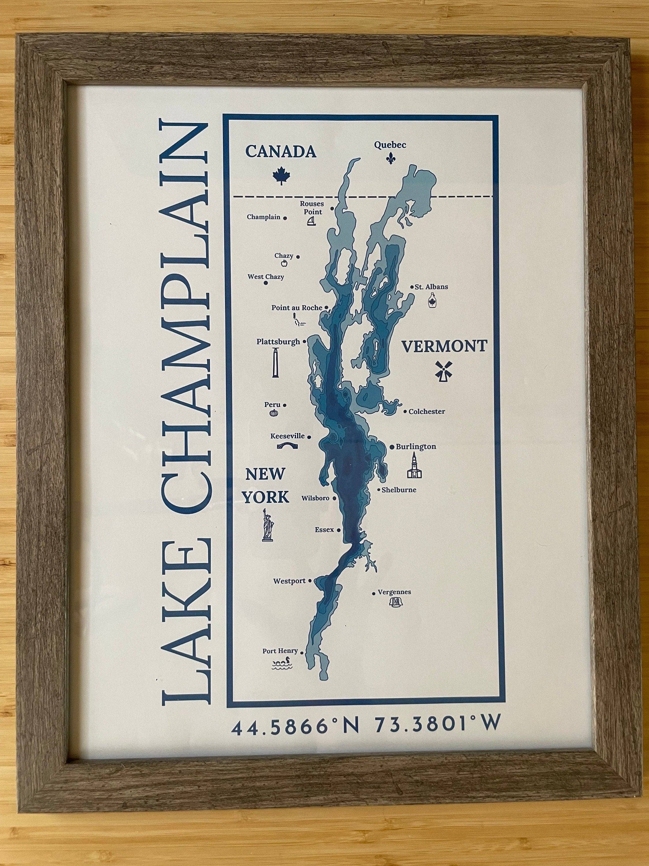 Just Wandering Co. - Wholesale Art Print - Lake Champlain Print Wall Hanging | Plattsburgh, New York | Burlington, Vermont | North Country Gift, Present | Custom Lake |  Upstate NY |7