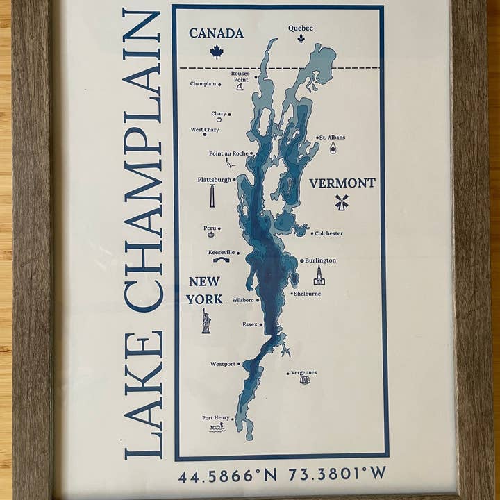Just Wandering Co. - Wholesale Art Print - Lake Champlain Print Wall Hanging | Plattsburgh, New York | Burlington, Vermont | North Country Gift, Present | Custom Lake | Upstate NY |7