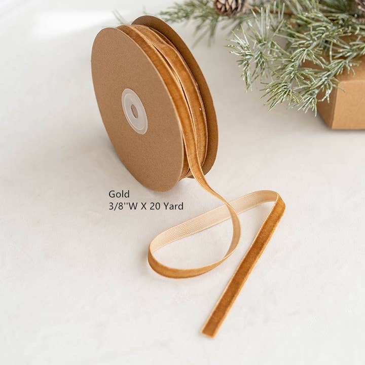 Sweet Home Deco - Wholesale Ribbon - Gift Wrapping - 3/8"-1''W Velvet Ribbon Christmas Holiday Colors