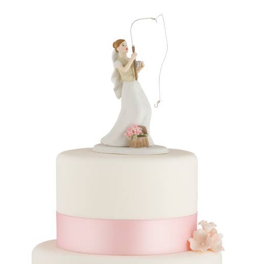 Weddingstar Inc. - Wholesale Cake/Cupcake Topper - Catch of the Day Bride and Groom Cake Topper -Fishing Bride