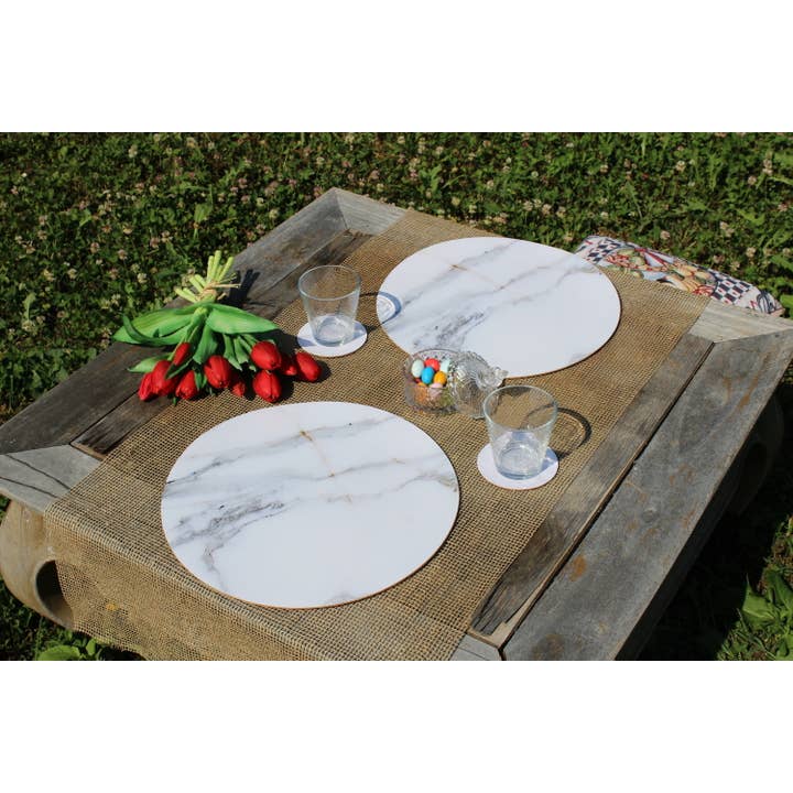 Tischset aus Kork mit rundem Marmor-Design, 34 cm für den Großhandel von Coolors by Web Com S.a.s.