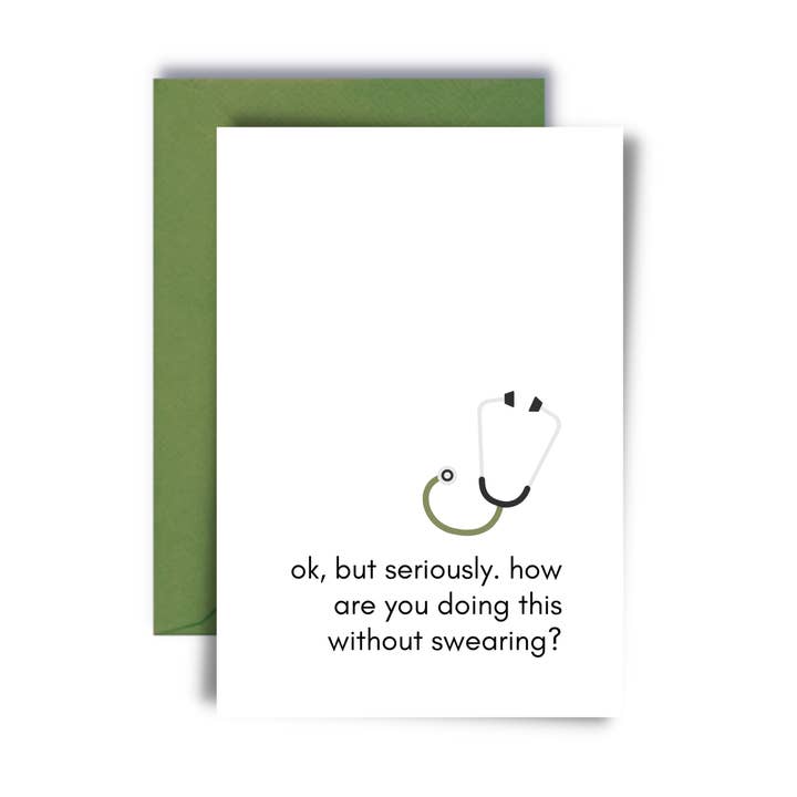 No Swearing Funny Healthcare Appreciation Card for wholesale by Imperfect Inspiration