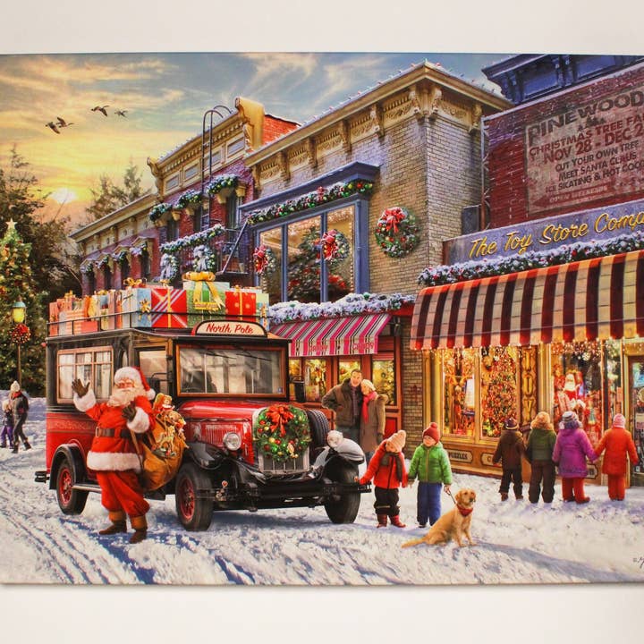 Christmas Toy Store 18x24 Fully Illuminated LED Wall Art for wholesale by Glow Decor