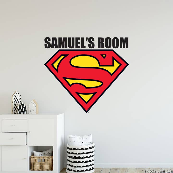 Superman Väggdekal - Logotyp Personligt Namn Väggdekor DC Superhjälte Konst för wholesale av Themed