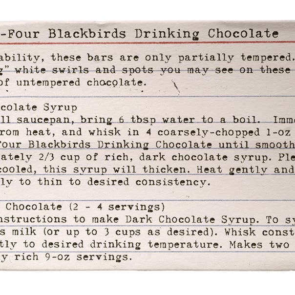 Twenty-Four Blackbirds - Wholesale Hot Cocoa Mix/Kit - 75% Fine Drinking Chocolate Kit 4 oz3