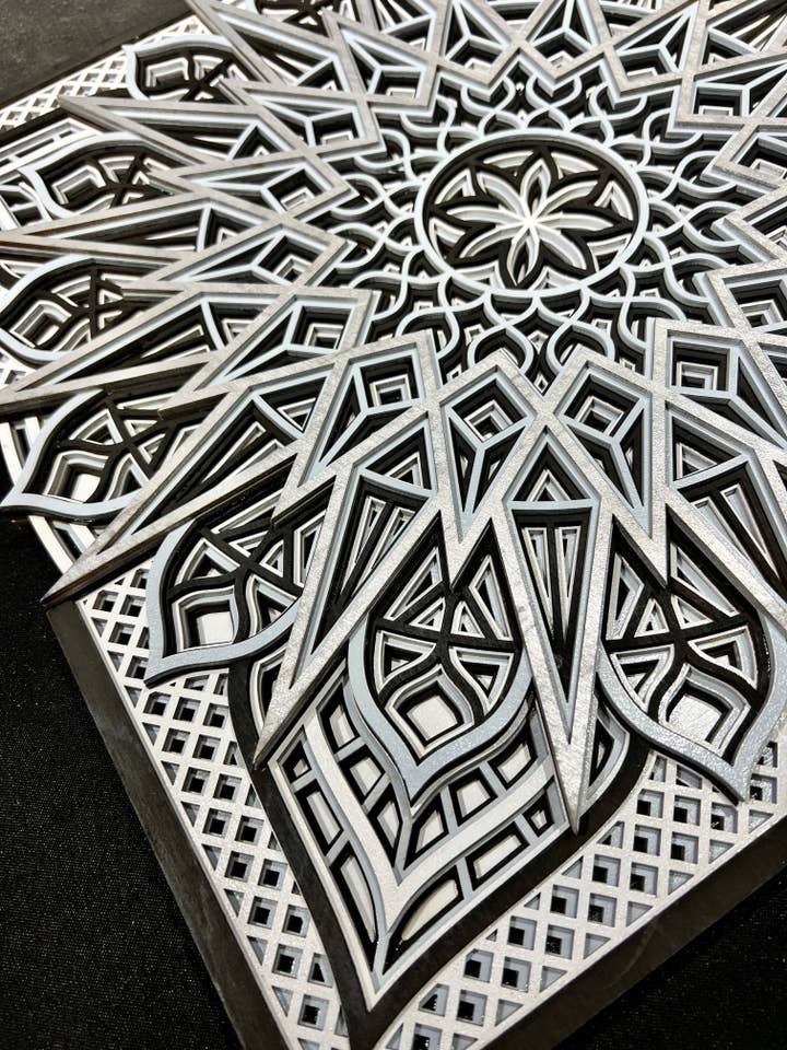 Wall Decoration Square Mandala 3D Art Multilayer Art Wall Decor for wholesale by Spencer's Custom Wood