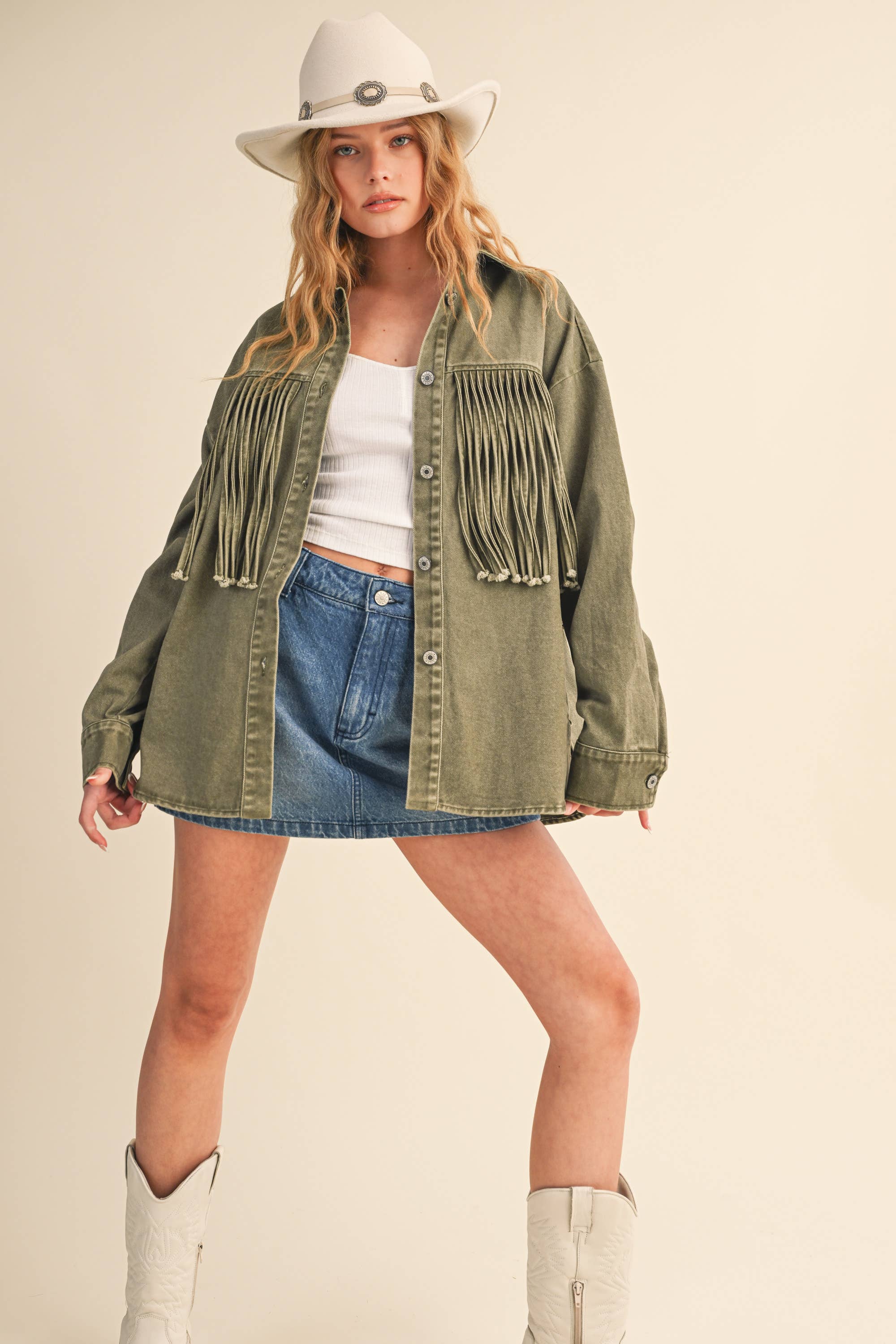 Klesis - Vente Veste-chemise – femme - Veste en jean à boutons avec couleur contrastante IJ17128