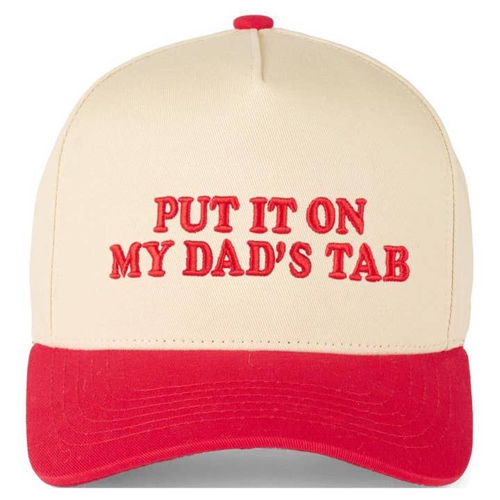 RED CC PUT IT ON MY DADS TAB TRUCKER CAP for wholesale on Faire
