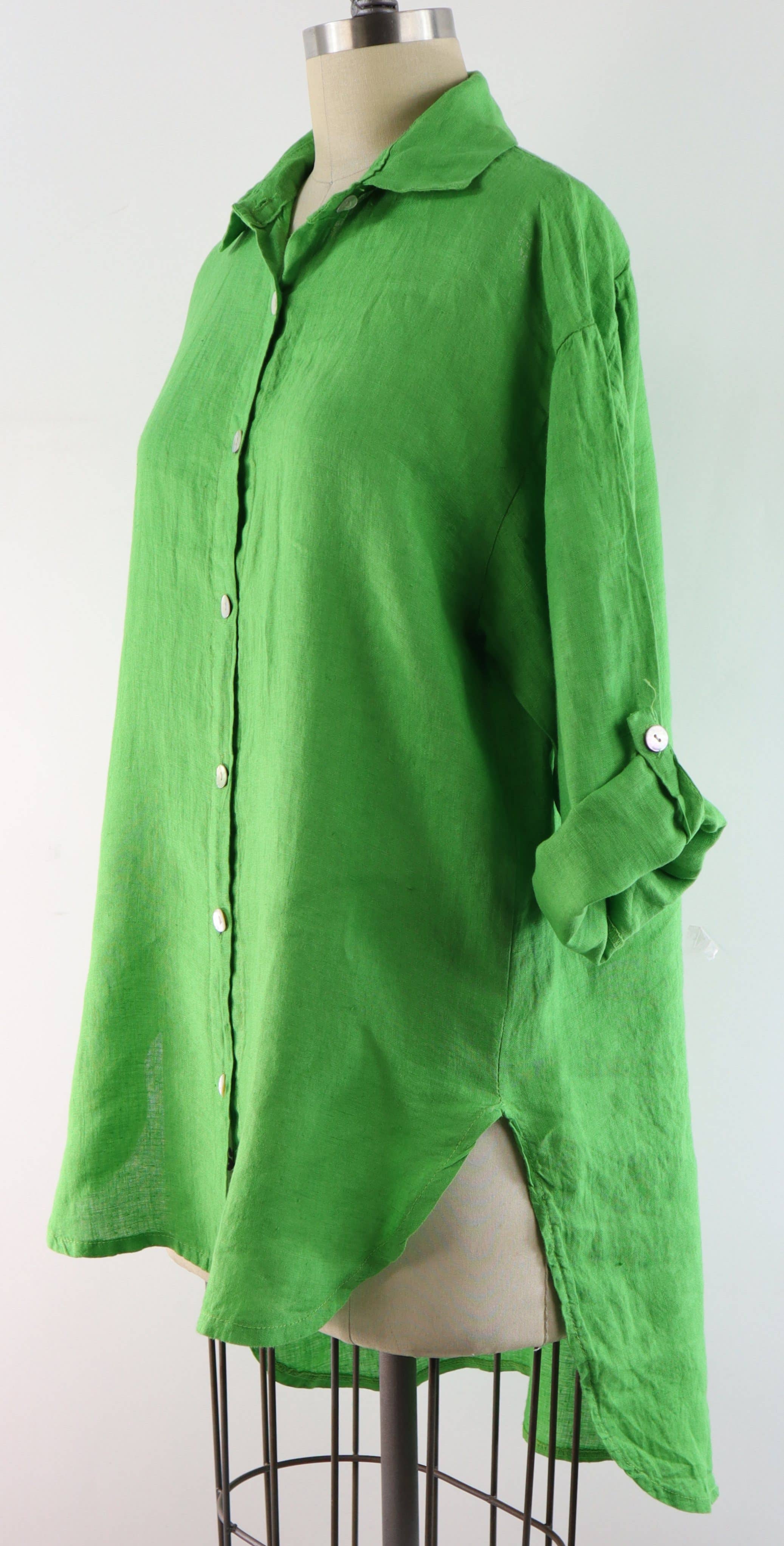 LINEN AND GAUZE - Vente Tunique – femme - 3348 - Blouse ample en lin Hi Low 9 couleurs10