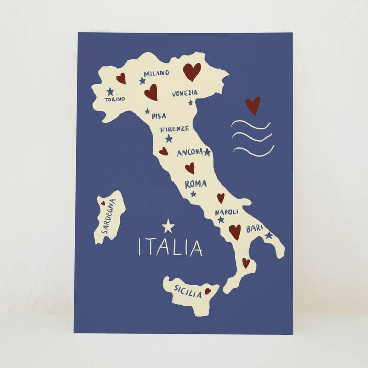 POSTCARD ITALY MAP for wholesale by Studio Dolci
