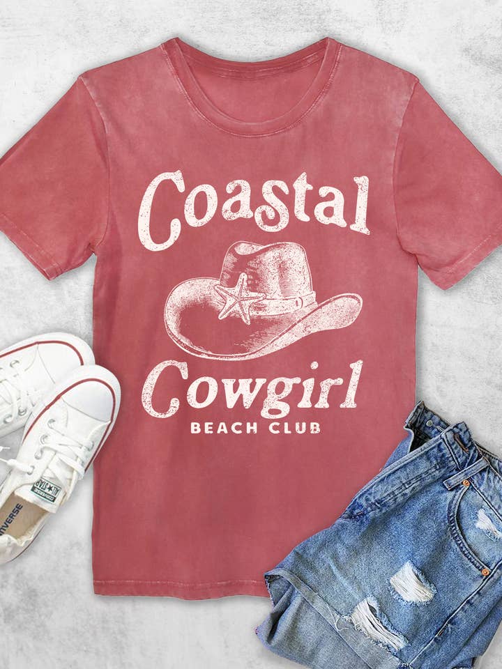 CAMISETAS ESTAMPADAS VINTAGE COASTAL COWGIRL BEACH CLUB PARA MUJER para venta al por mayor de Rustee Clothing
