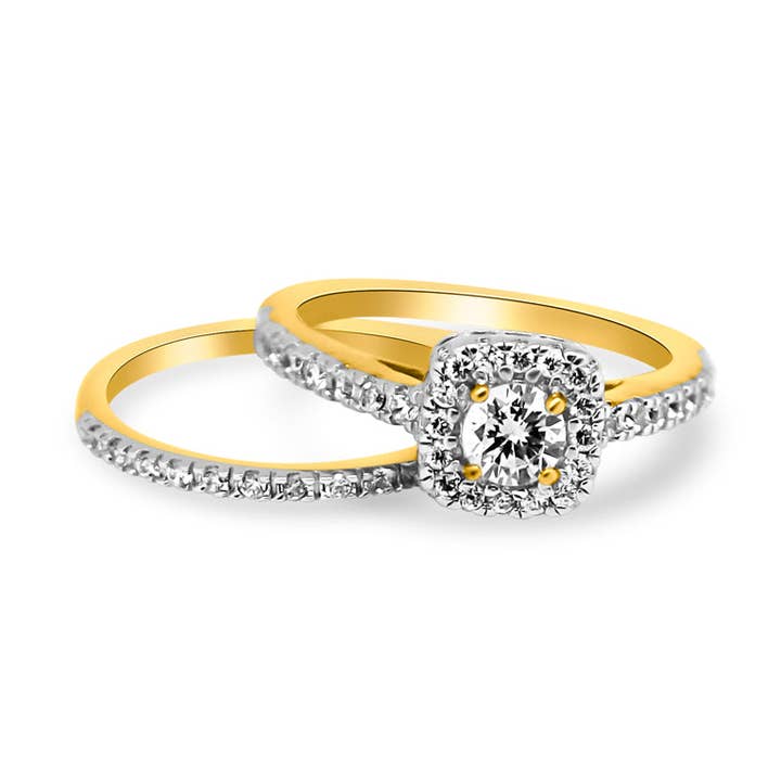 Bague carrée en argent sterling avec halo et zircone cubique pour la vente par Atlanta Jewelers Supply