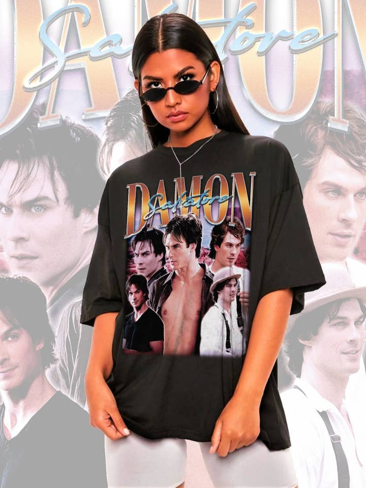 TheKingShirt - Wholesale T-Shirt (Graphic) - Unisex - Damon Salvatore Retro Tee - Ian Somerhalder Merch1