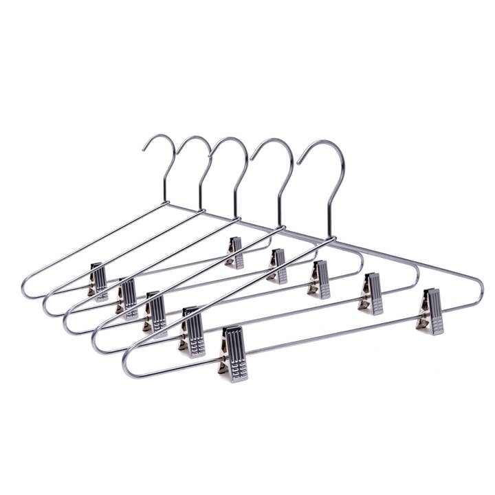 Quality Hangers - Wholesale Clothes Hangers - M052 Heavy Duty Metal Skirt Hanger with Clips - 100 Hangers