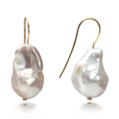 Weiße Barockperlenohrringe aus Vermeil-Gold für den Großhandel von The Jewellery Store London