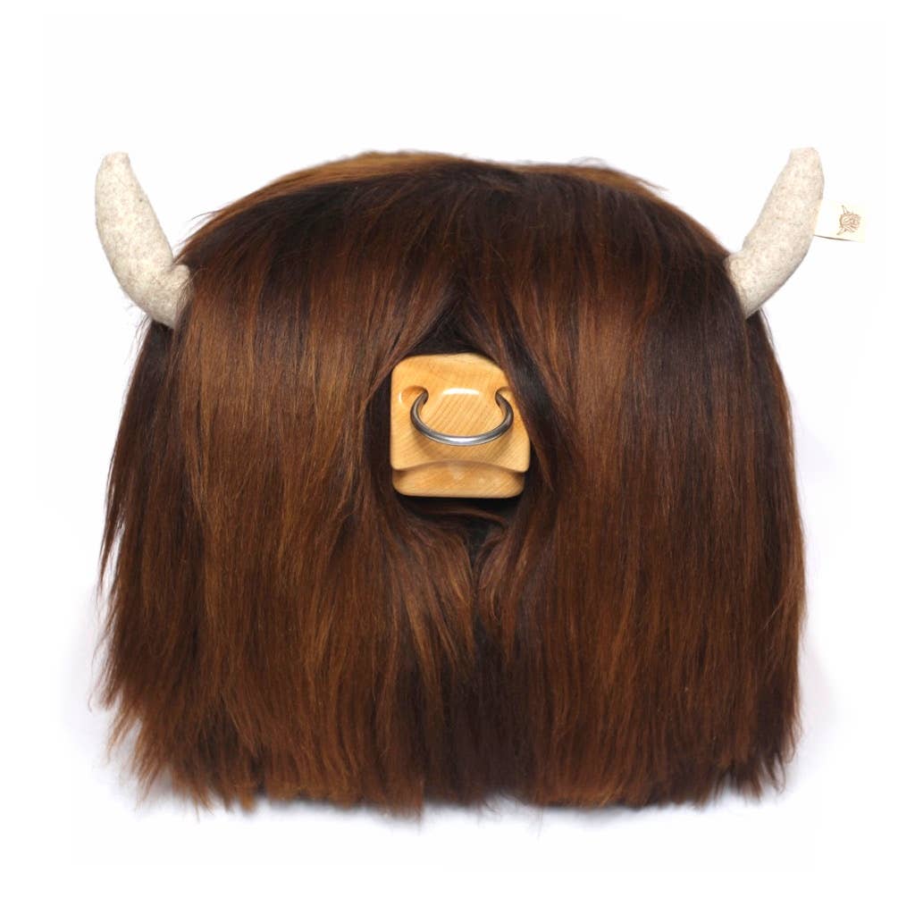 Tweed yourself - Vente Tabouret - Repose-pieds Highland Bull - CHESTNUT + anneau de nez2