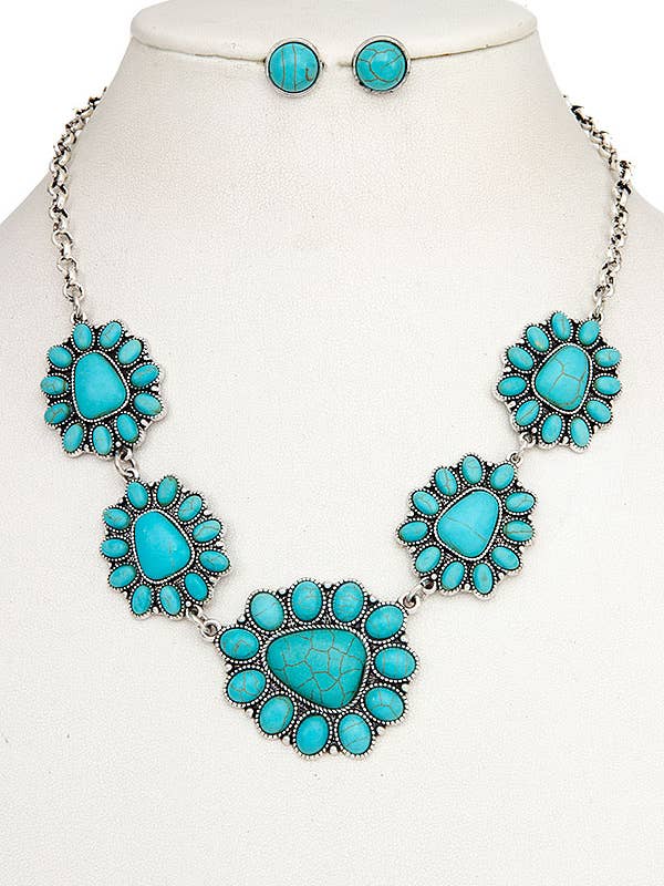 CONJUNTO COLAR DE PEIÇO FLORAL GESTONE LINK por atacado de Andrea Bijoux