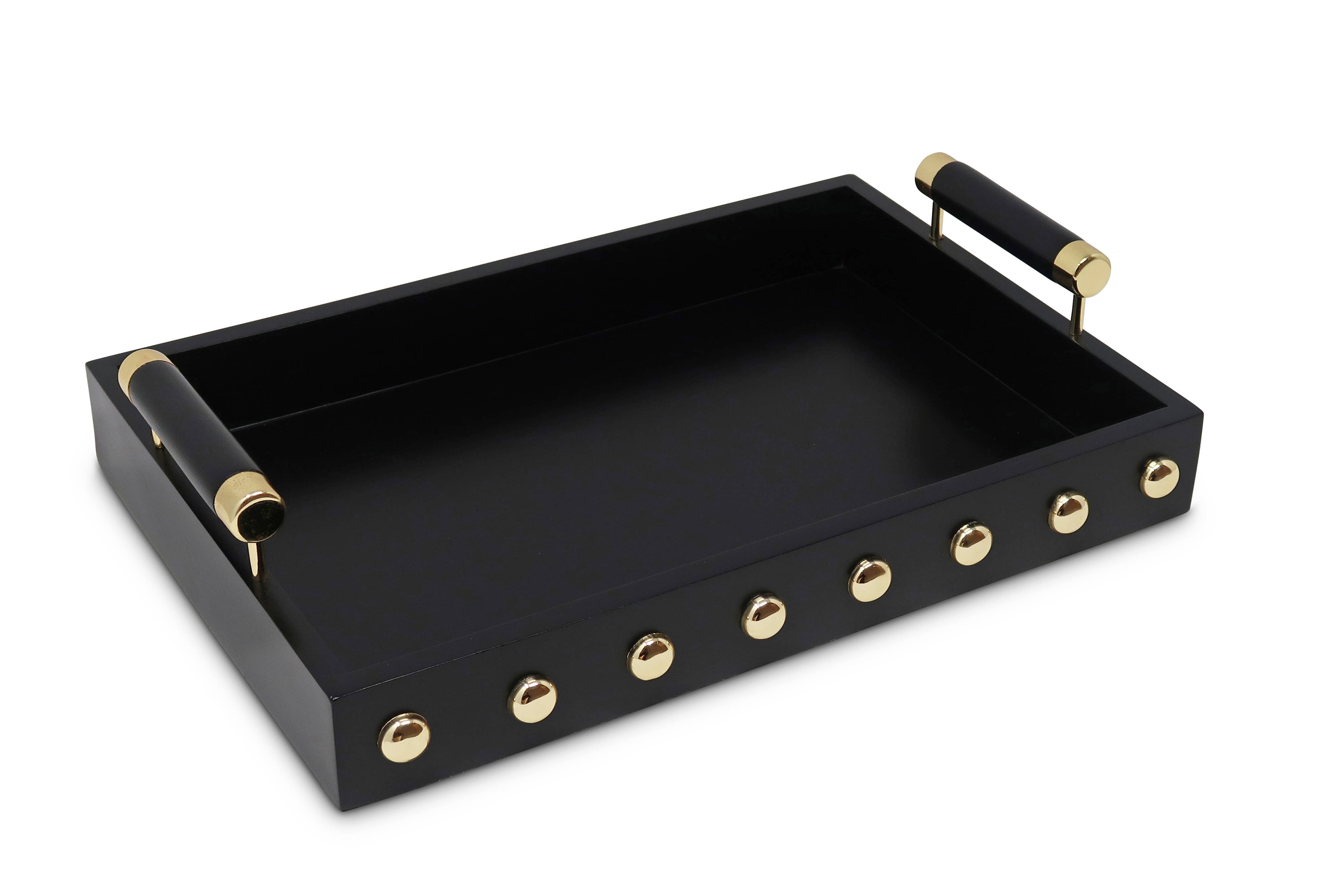 CLASSIC TOUCH DECOR INC. - Wholesale Decorative Tray - High Gloss Decorative Tray with Gold Ball Deign and Handle7