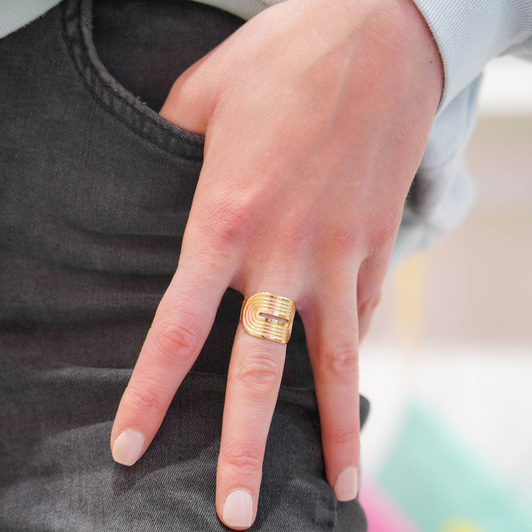 Lovelyday bijoux - Wholesale Band/Stacked Ring - 7 Chemins ribbon ring — Made in France — 18K Gold3