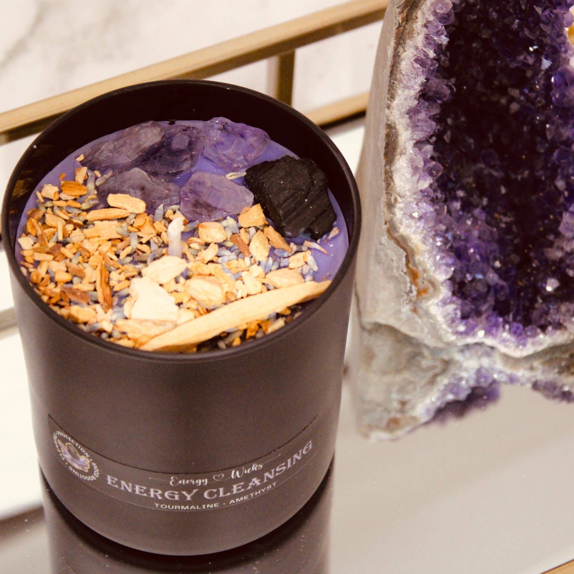 Energy Wicks - Wholesale Jar/Filled Candle - ENERGY CLEANSING CRYSTAL CANDLE1