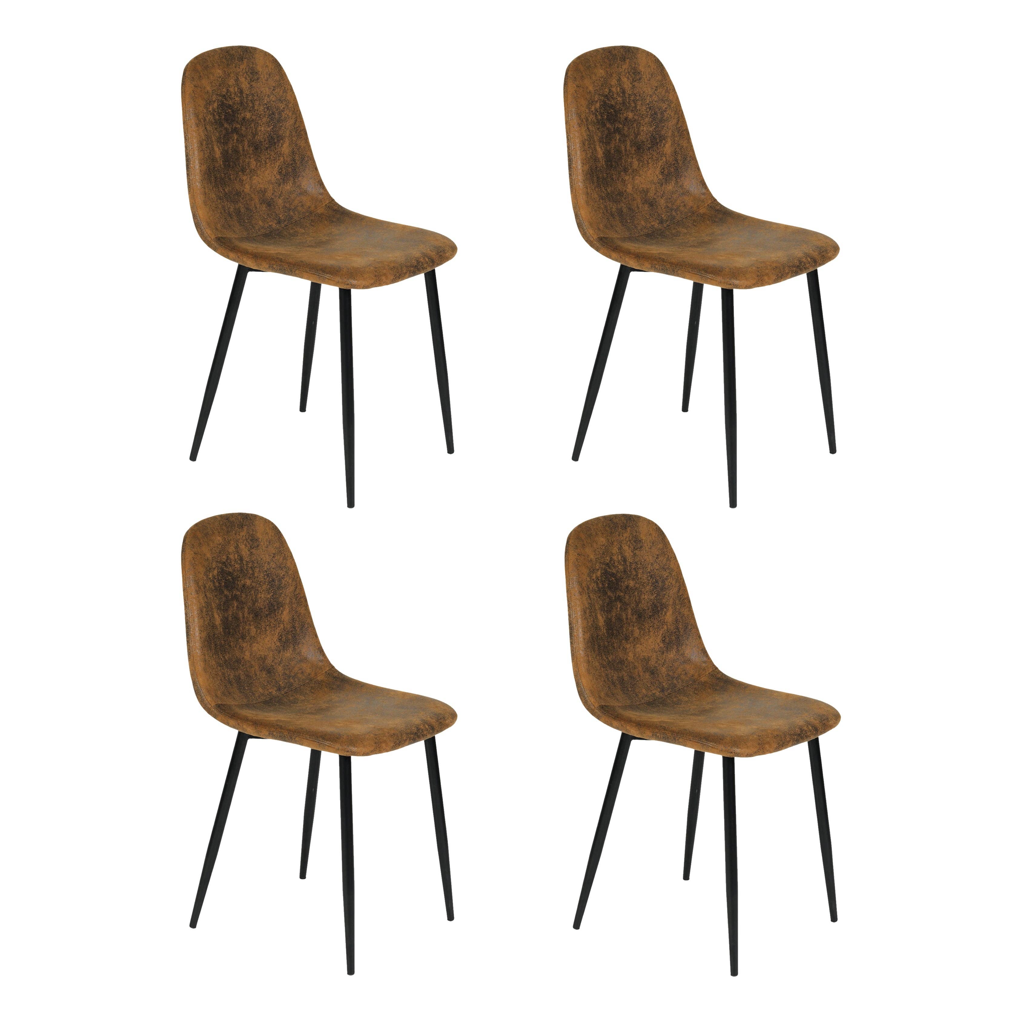 Urban Meuble – wholesale Stol – Set med 4 vintage skandinaviska matstolar i retro brunt mocka CHARLTON SUEDE BROWN29