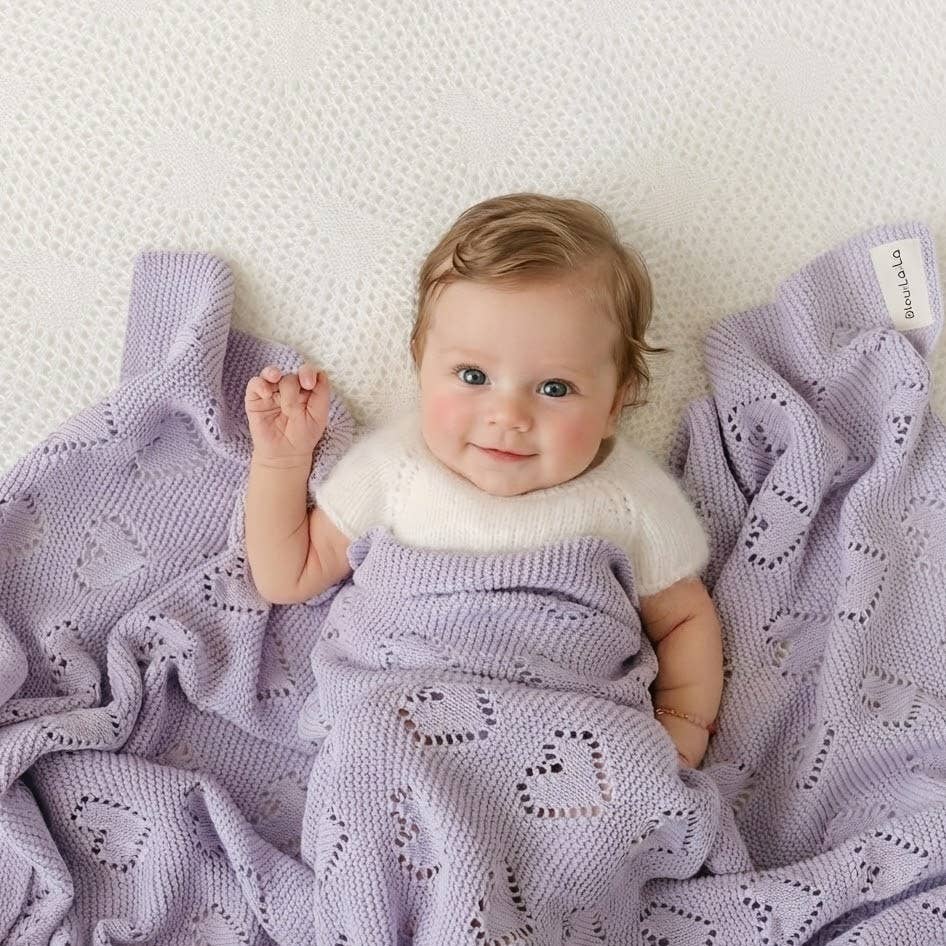 Bleu La La – wholesale Receiving blanket – Baby – 100% Luxury Cotton Receiving Swaddle Baby Blanket - Heart18