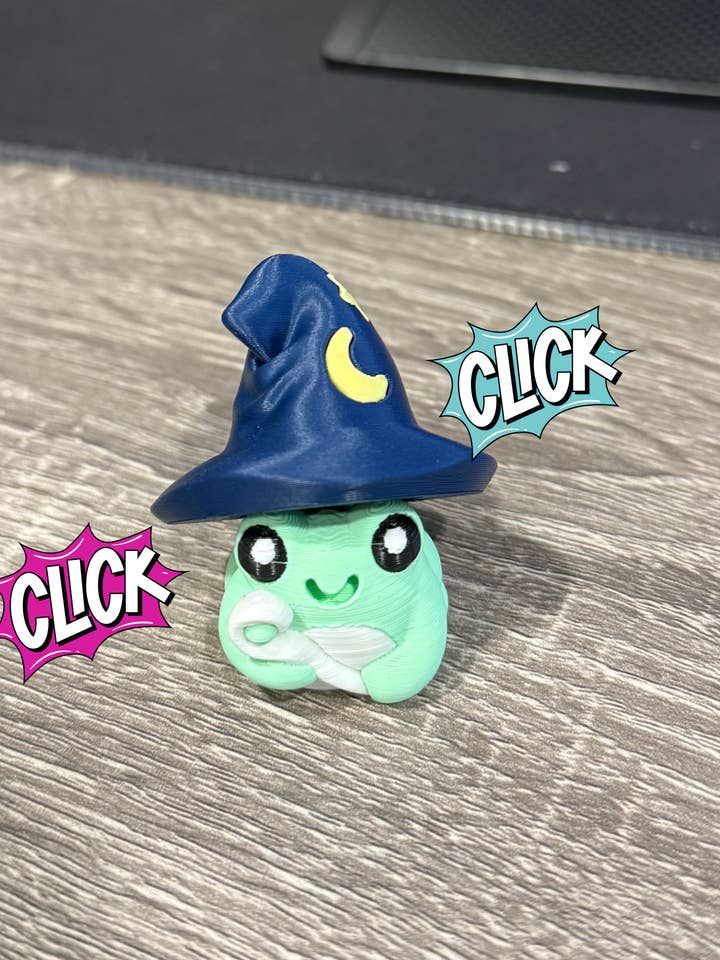 Frog with Witch Hat Fidget Clicker 3D Pritned for wholesale by Upstate Design Decor