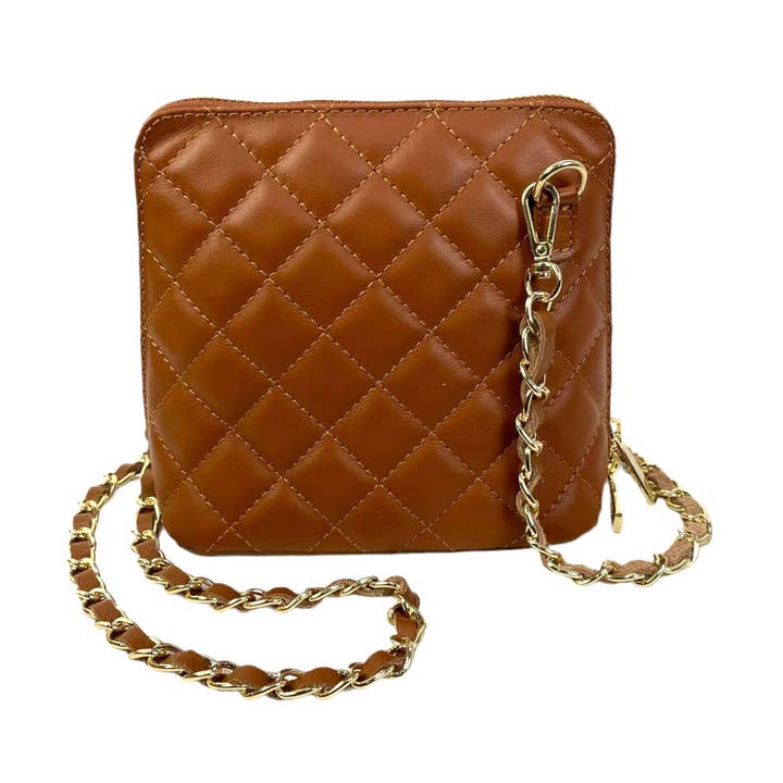 Compact Leather Bag with Large Opening and Zipper Closure for wholesale by Chenson & Gorett