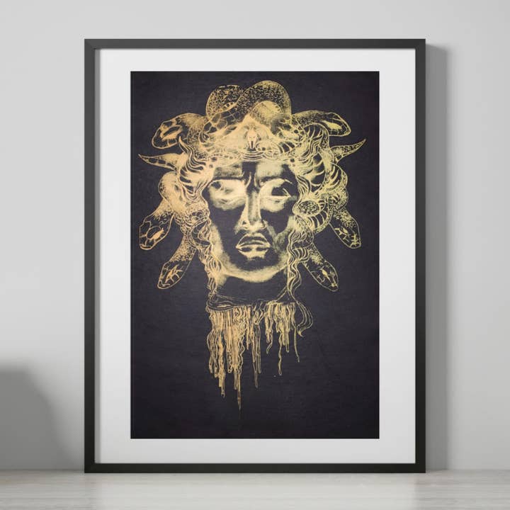 Original Medusa Graphic Screen Printed Poster for wholesale by Gladiator Art & Apparel