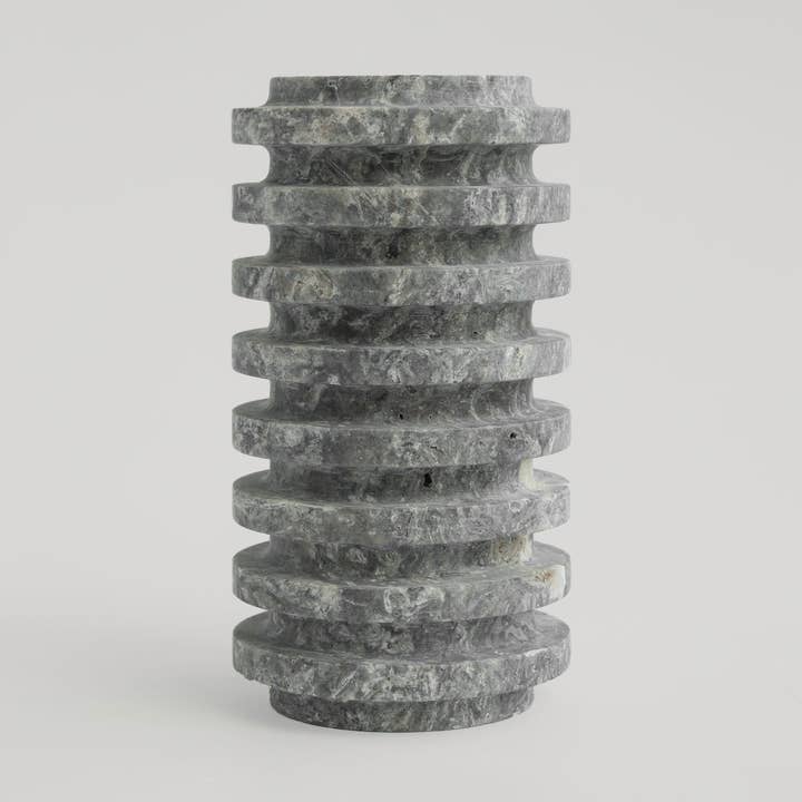 SILVER TRAVERTINE LAYER VASE for wholesale by Kiwano Concept