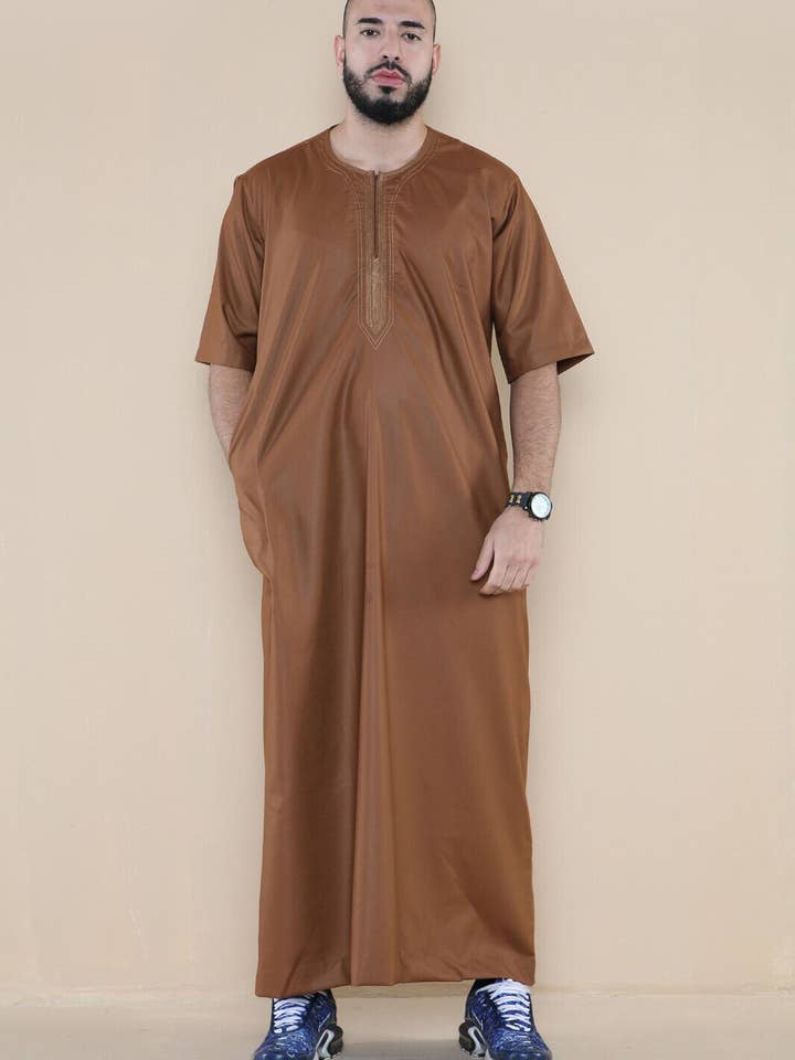 Infinity Leather (Upperclass Fashions Ltd) - Vente Peignoir – homme - Thobe pour homme islamique marocain et saoudien avec fermeture éclair – Robe kaftan arabe39