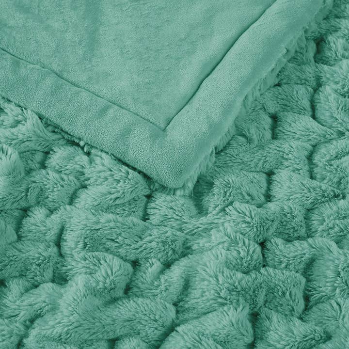 Olliix - Wholesale Throw Blanket - Ruched 50x60" Throw Blanket, Aqua Blue Green