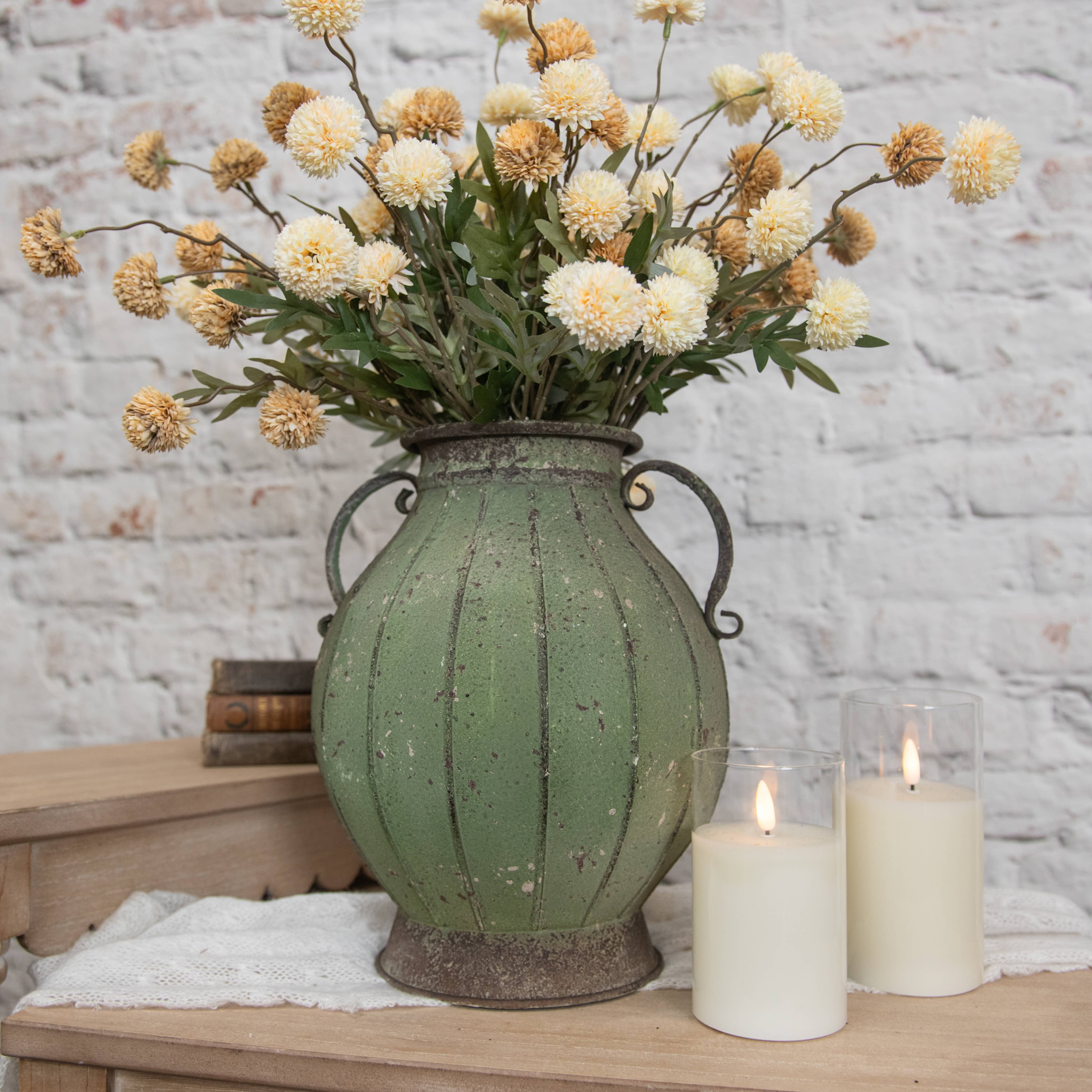 Ragon House - Wholesale Vase - 12" GREEN TWO HANDLE VASE