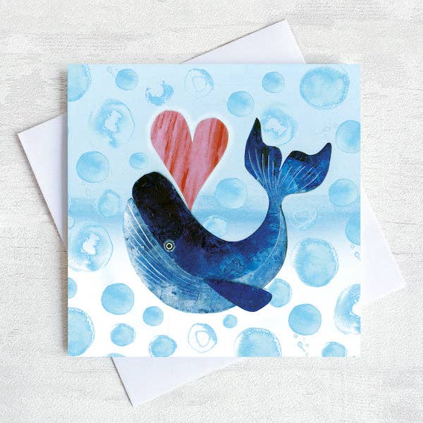 Love the Ocean Whale Nautical Greetings Card for wholesale by Joanne Wishart