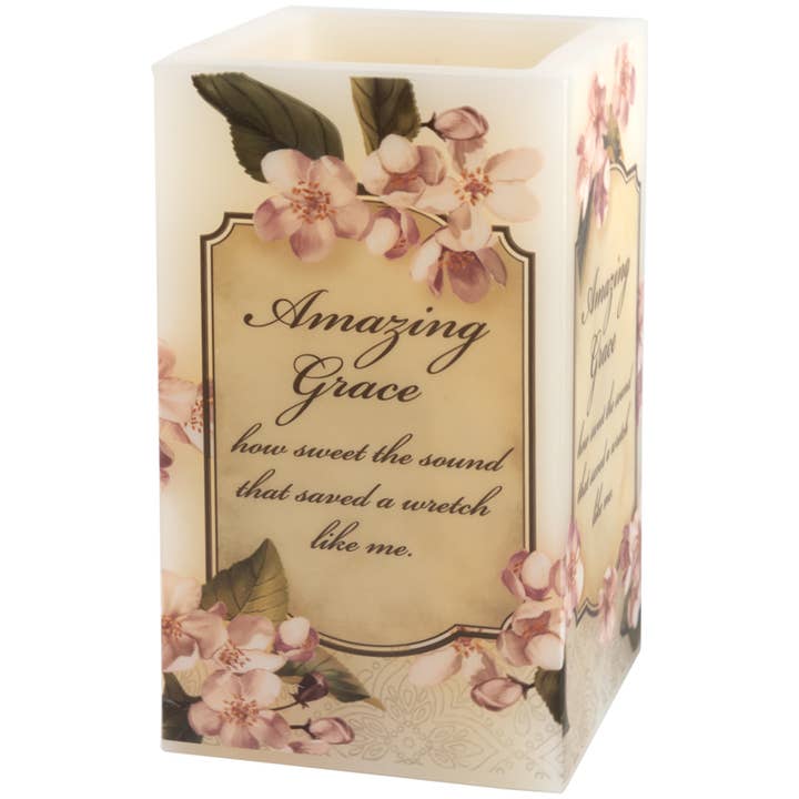 Gift & Garden by Carson - Wholesale Flameless Candle - "Amazing Grace" Square Candle