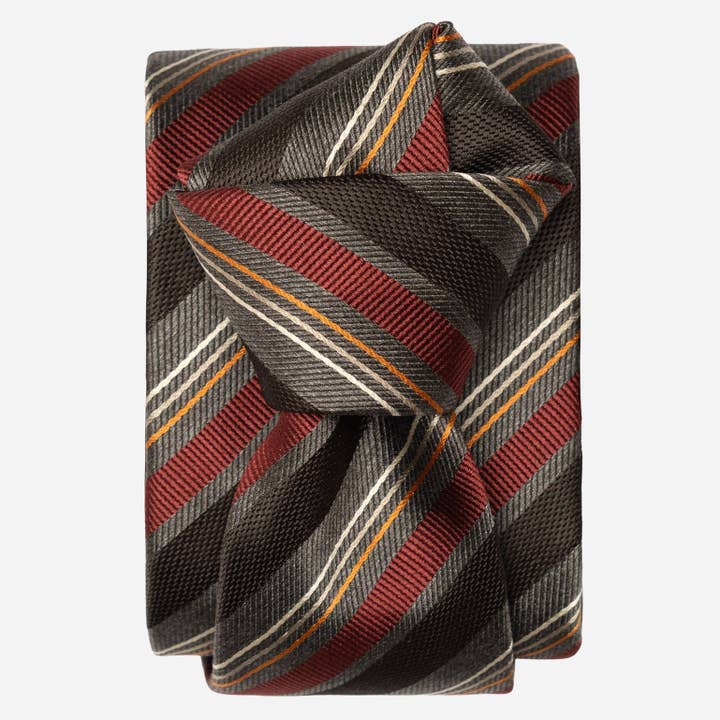 Espada - Silk Jacquard Tie - Steel Grey and Burgundy for wholesale by Elizabetta Made in Italy USA